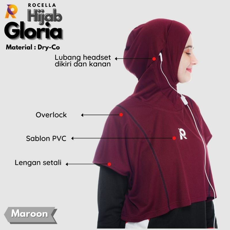 NEW-Hijab Jilbab Kerudung Sport Sporty olahrga instan sepeda wanita muslimah terbaru Rocella Gloria-8