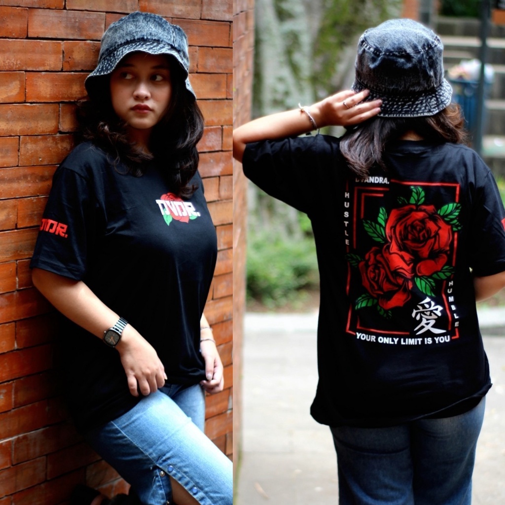 Kaos Distro Premium MEMPHIS DVANDRA APPAREL ORIGINAL ART HUSTLE HUMBLE BUNGA ROSE Lengan Pendek / Ba