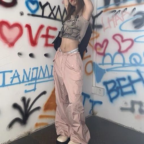 Red Amerika retro manis dan keren gaya gadis panas pixel Amerika Latin cetak potret surat kamisol pendek top musim panas wanita