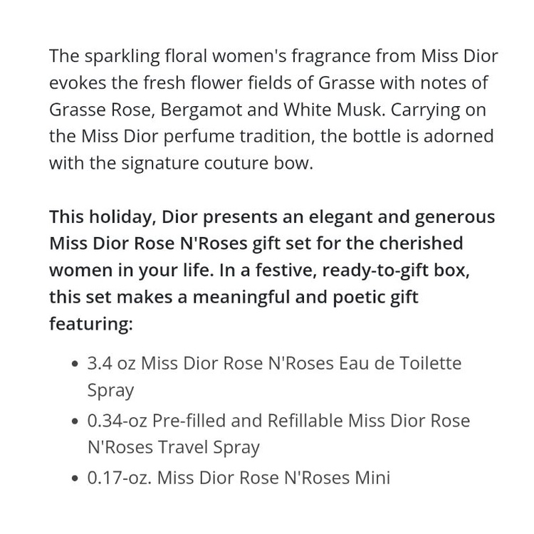 MISS DIOR ROSE N'ROSES EAU DE TOILETTE GIFT SET (SET OF 3)