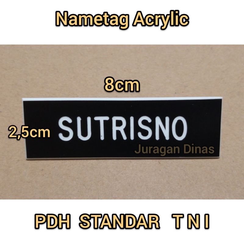 Nametag Acrylic grafir standar pdh tni