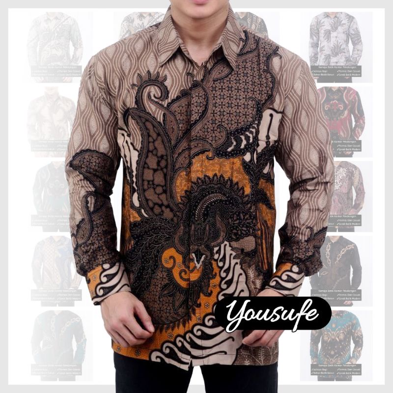 Kemeja Batik Pria Motif Gurita Seragam Kantor Kerja Kekinian Formal Coklat Hitam Premium Kode A29 New Modern Produksi Pekalongan