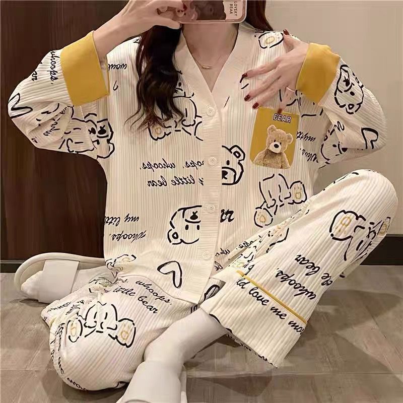 COD Stelan Import PP Kancing /Piyama Oversize lengan panjang/ Baju tidur Dewasa Wanita-8