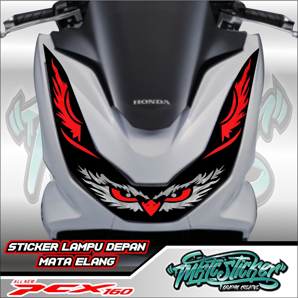 STICKER VARIASI LAMPU DEPAN MATA ELANG PCX 160 2021-2022 TERBARU UNTUK MOTOR WARNA PUTIH