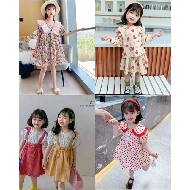 PREMIUM DRESS VINTAGE anak perempuan 1 2 3 4 5 6 7 tahun setelan anak dress korea dress lucu anak