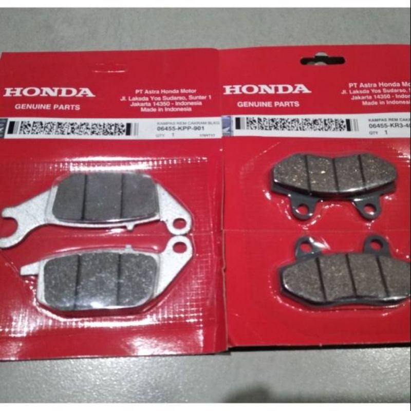 PAKET KAMPAS REM CAKRAM DEPAN BELAKANG SUPRA X 125 SUPRA X 125 INJEKSI ORIGINAL AHM