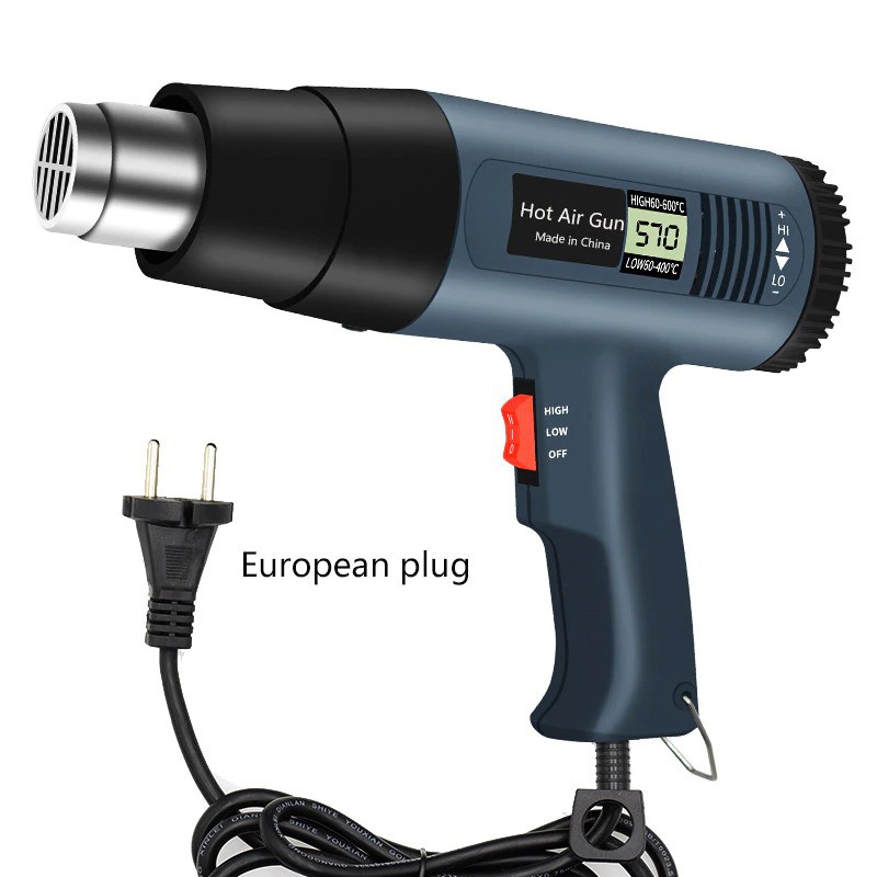 HOT AIR GUN 2000W PEMANAS SEGEL STICKER PLASTIK / HEAT GUN SOLDER Thermal with LED Display 2000W - 886C - Green