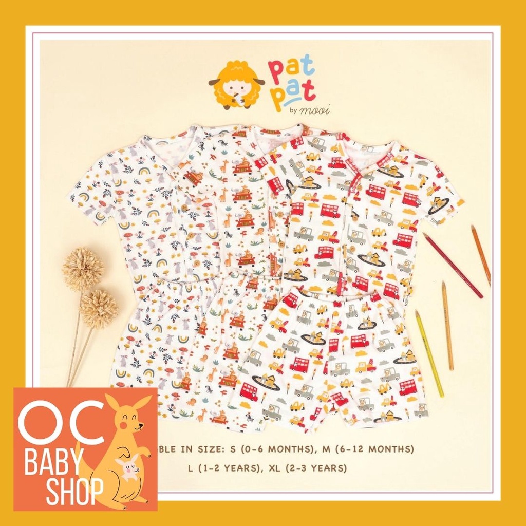 Baju Bayi Setelan PENDEK kancing DEPAN PatPat by MOOI