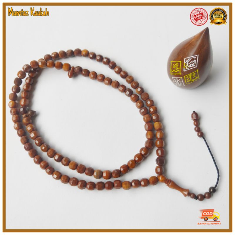 Tasbih kokka kaukah 99 bulat cutting kristal 8,5 mm coklat original koka kaoka kaokah