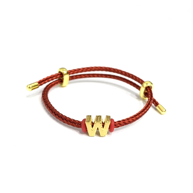 Gelang Tali Set Liontin Emas Asli Kadar 700 Huruf W Balok