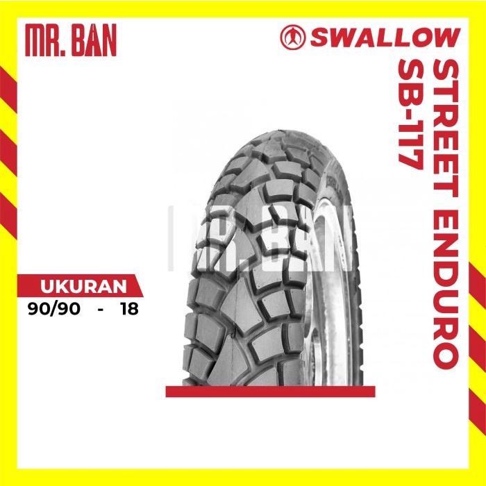 BAN MOTOR SWALLOW SB-117 RING 18 UKURAN 90/90 TUBELES|BUKAN TUBETYPE|DUAL PURPOSE