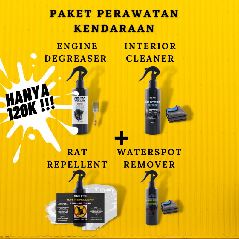 Paket Perawatan Pembersih Kendaraan Mobil Engine Degreaser Pembersih Mesin Car interior Cleaner Pembersih interior Rat Repellent Pengusir Tikus Mobil Waterspot Remover Penghilang Jamur Kaca dan Body Mobil