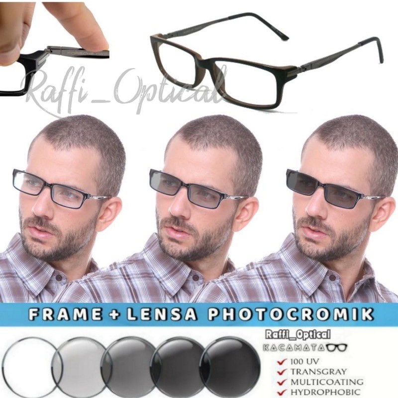 BISA COD)KACAMATA MINUS ANTI RADIASI PHOTOCROMIC KOTAK PRIA & WANITA