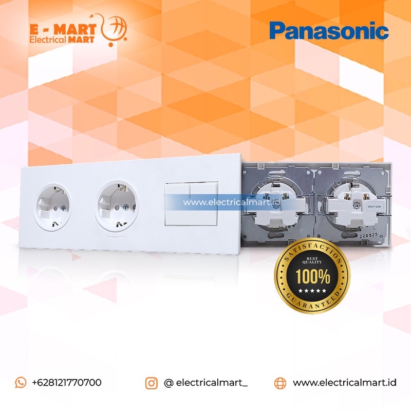 PANASONIC DOUBLE STOP KONTAK + SAKLAR ENGKEL WESJ WHITE / Stop Kontak + Saklar Tunggal WESJ White