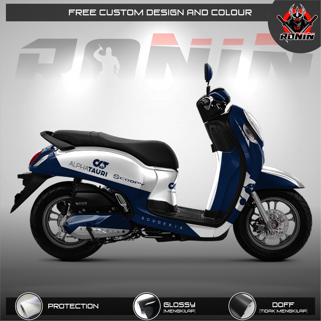 Sticker Decal All New Scoopy, Scoopy 2021 Full Body Full Blok Motif Alphatauri
