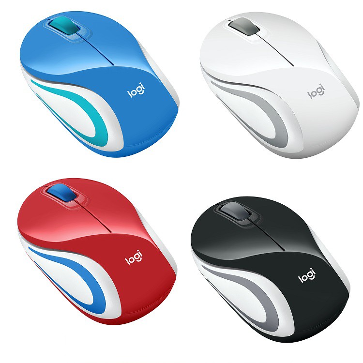 Mouse Wireless Mini Logitech M187 ( White, Black, Blue, Red ) Original