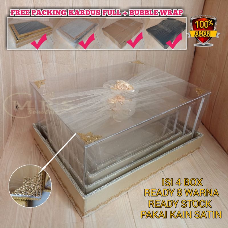 Jual Kotak Hantaran Seserahan Tutup Mika Include Hiasan Tinggal Pakai Isi 4 Box Tempat Mahar Pengantin Pernikahan Lamaran