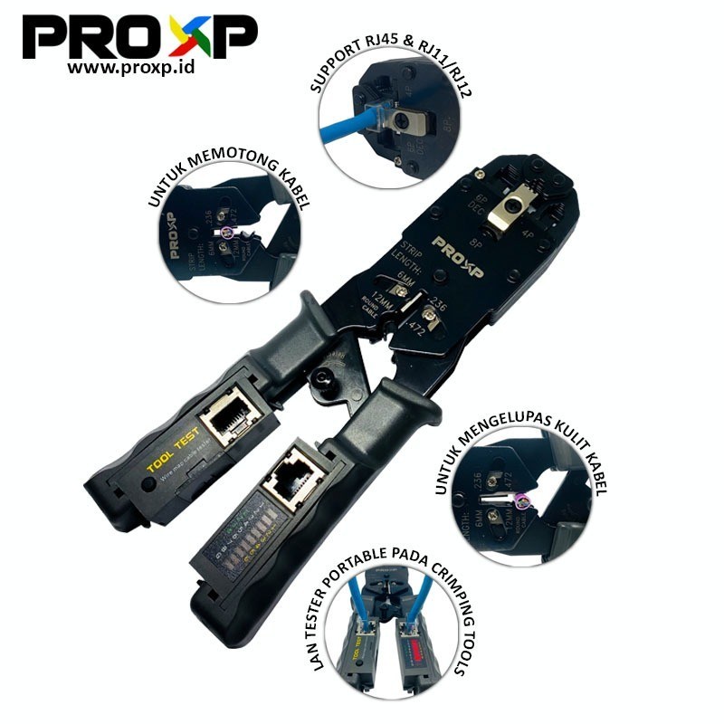 Crimping Tools / Tang RJ45 + Kabel Lan Tester PROXP CTL03-04