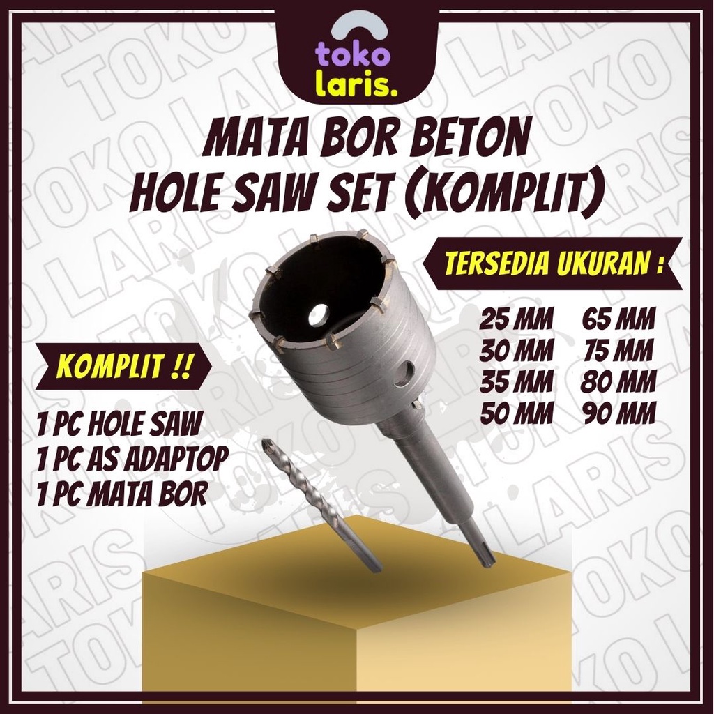 Jual Mata Bor Beton Hole Saw Set Komplit Pelubang Tembok Beton Pipa AC