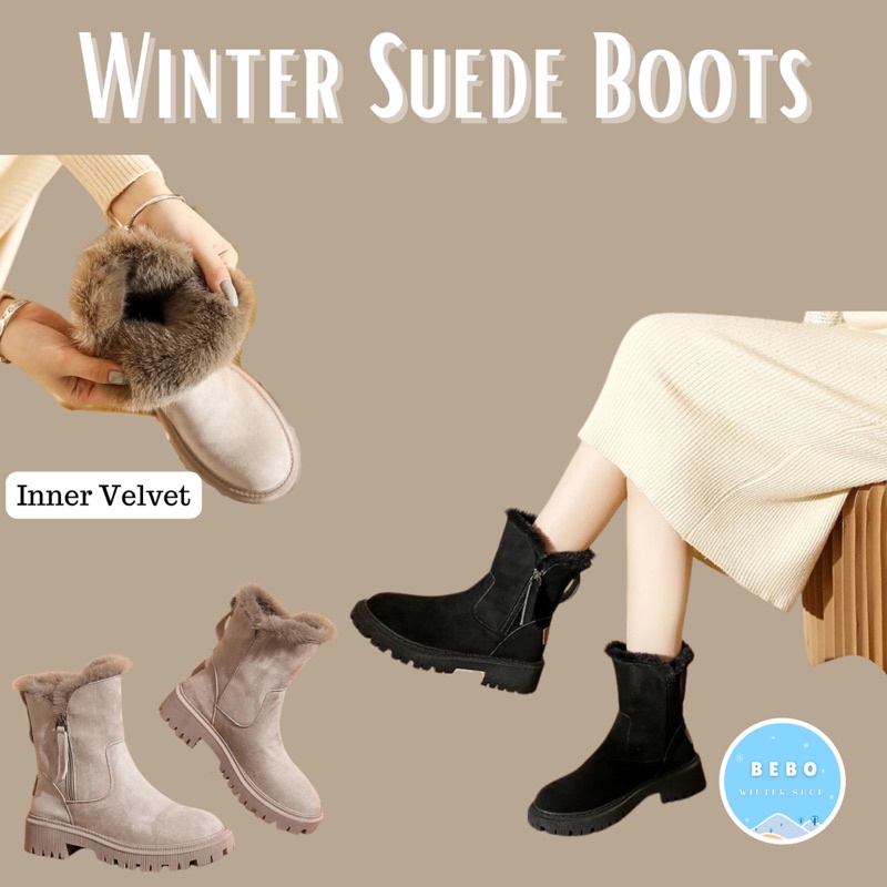 Winter Suede Ankle Boots  Sepatu Boots Musim dingin