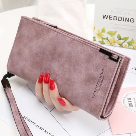 DOMPET PANJANG GIANNA WA004P3 FASHION WANITA KULIT PINK PREMIUM BESAR KOREA BATAM TALI IMPORT MURAH