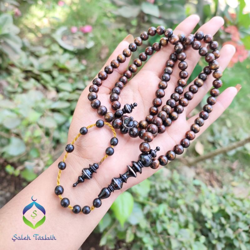 Tasbih Yuser Akar Bahar Serat Emas, Size 8mm/Tasbih Muslim 99 Butir