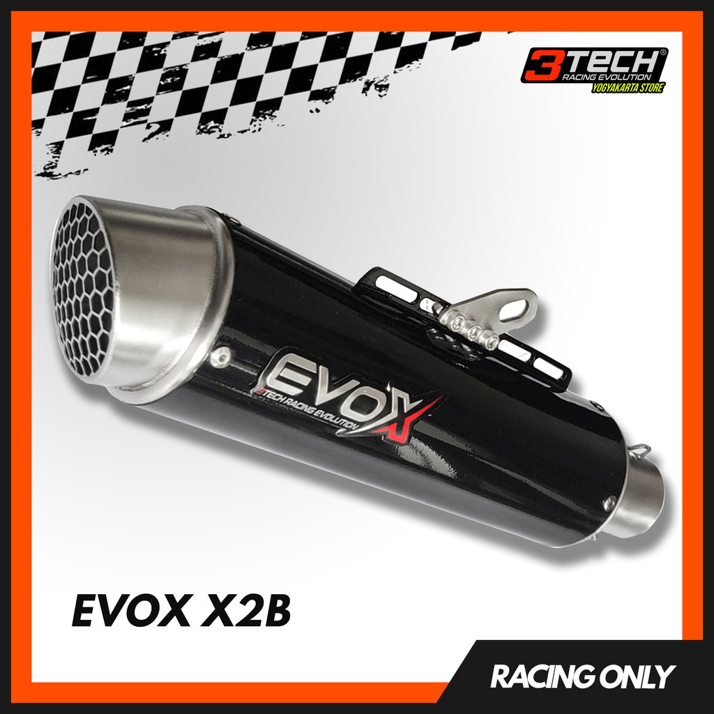 Knalpot EVOX X2 Hitam & Silver Fullsystem by 3Tech Racing Evolution