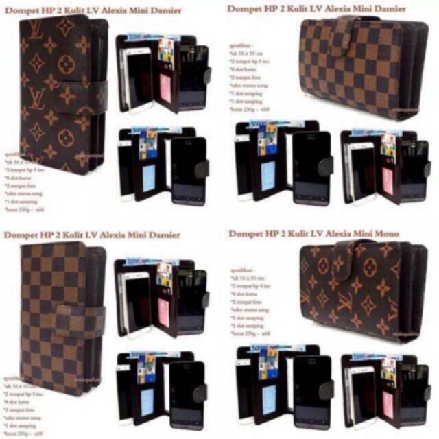 dompet wanita hpo kulit lv alexia max 1hp 5,8inc mono coklat
