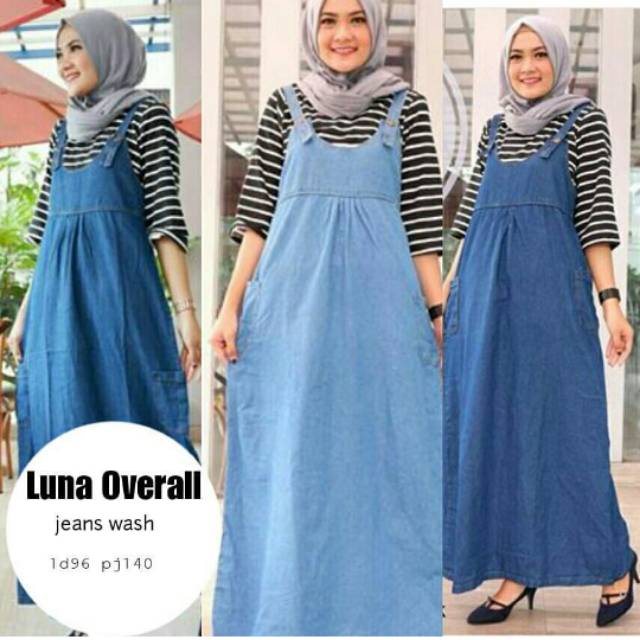 Overall Jeans Wanita Dress Jeans Murah Fashion muslim hijab wanita overall premium overall dress