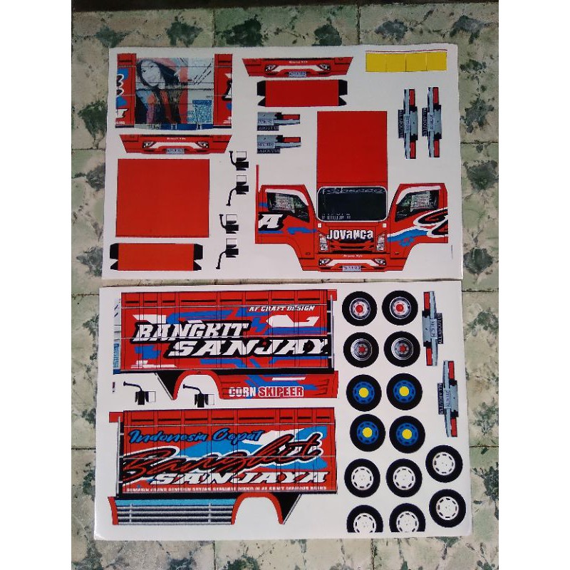Lembaran PaperCraft Truk Oleng Jovanca Bangkit Sanjaya Skala 1:16