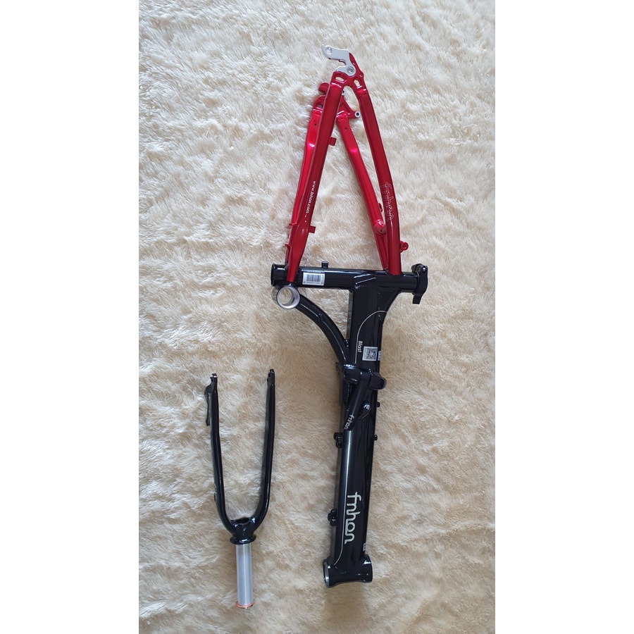 Frame Set Fnhon Blast 20 inch Discbrake Aluminum 2 Warna Black Red Sepeda lipat Merah hitam Handlepost ukuran 31 35 37 cm telescopic