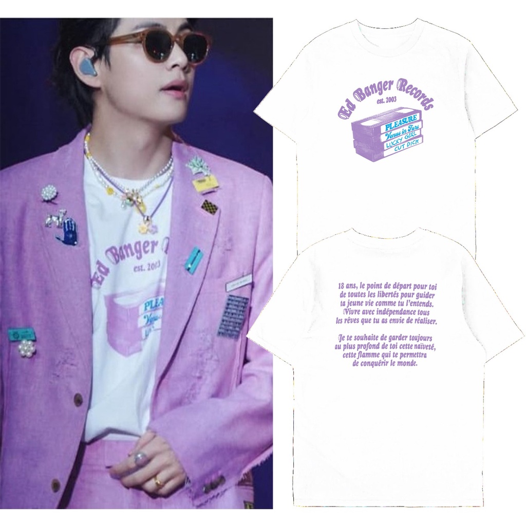 Kaos Bangtan Taehyung Ed banger records sablon depan belakang