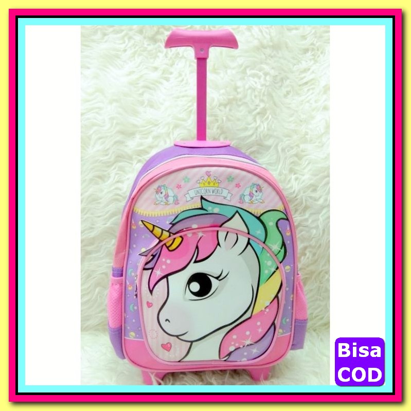 Okiedog Wildpack Junior Small Trolley Anak Second Bagus Murah Hij BR541 Troli Tk Unicorn Kepala Tas