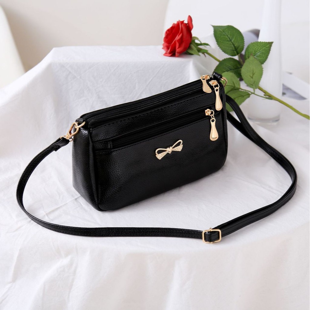 TAS WANITA SELEMPANG PESTA KULIT HITAM TA173B5 SHANDIA IMPORT KOREA PREMIUM SLING BAG FASHION BATAM