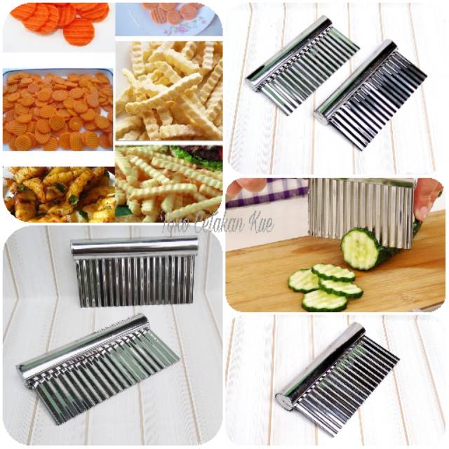 Pisau acar / keripik / buah / sayur bergerigi / pisau puding bergelombang stainless