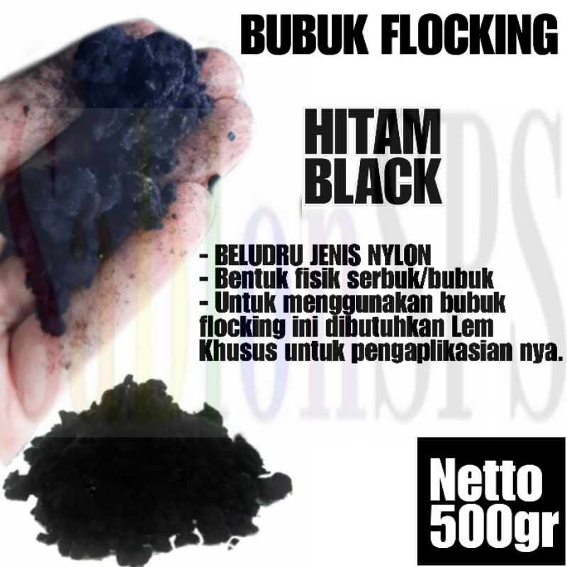 BUBUK FLOCKING NILON SABLON HITAM BLACK BLUDRU SERBUK NYLON 500gr