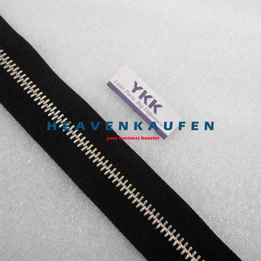 Resleting Zipper Jaket YKK 90 cm Atau 36 inch Type Gigi Besi Open End Buka Lepas Hitam Silver