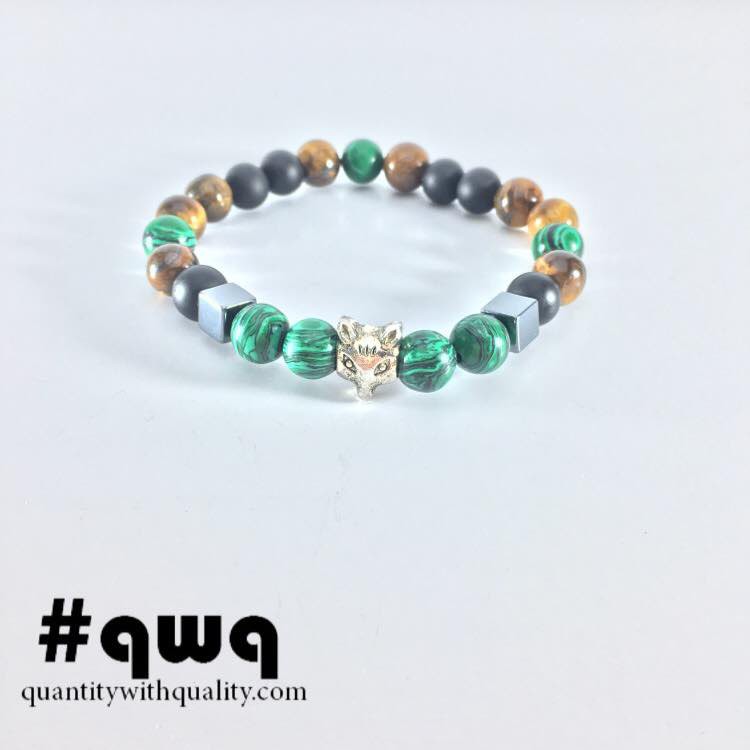 Gelang Batu Cowok Cewek (malachite, blackstone and brown tiger eye) - FOREST FOX