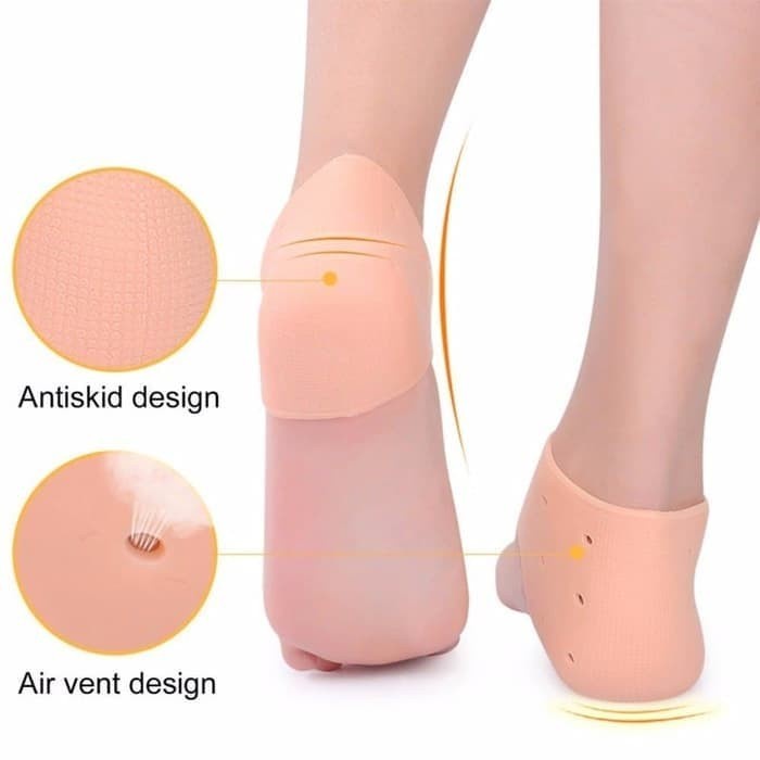 Heel Silicone Socks Anti Crack Gel Insoles Silikon Anti Tumit Pecah