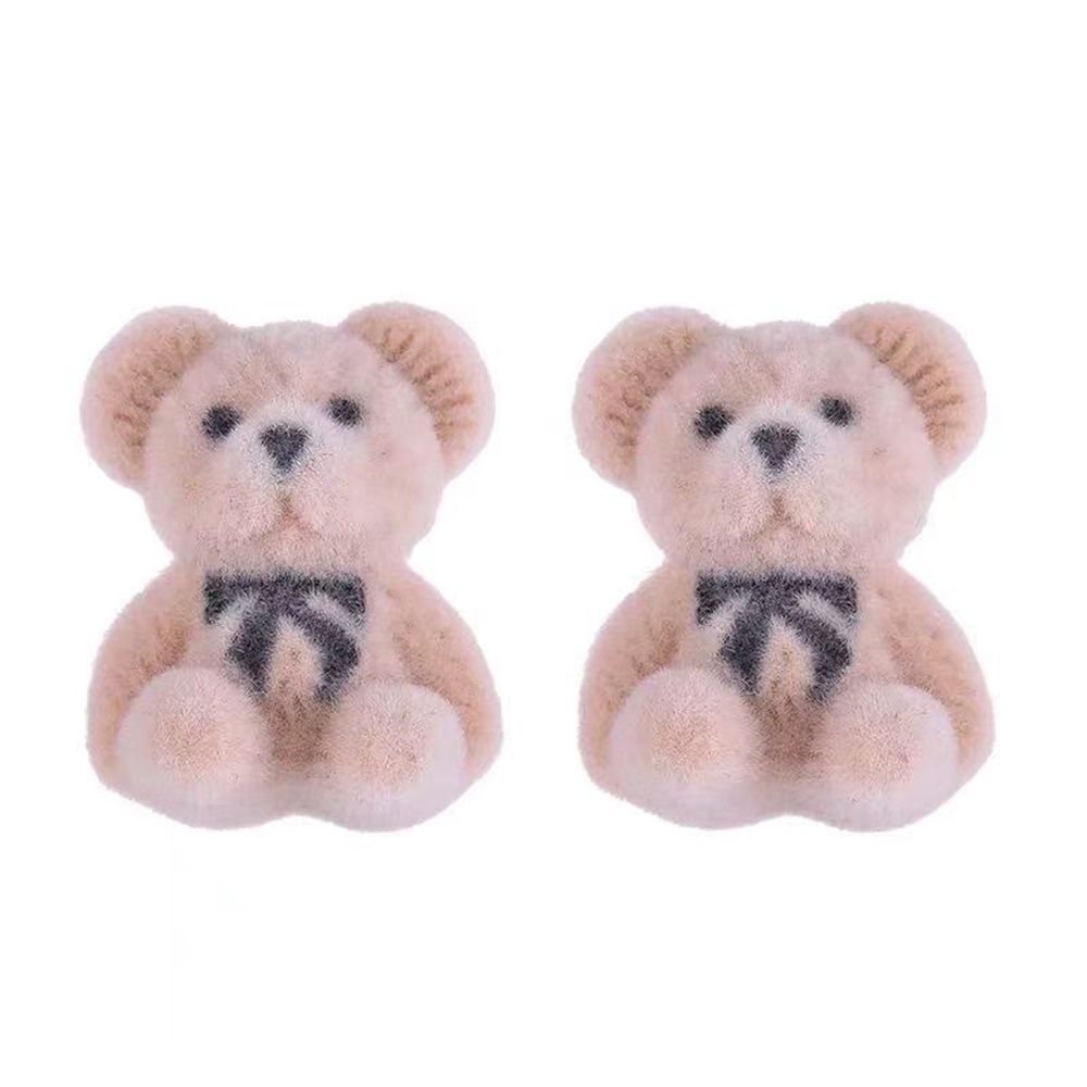 Anting Stud Jarum S925 Bentuk Kartun Beruang Bahan Plush Untuk Wanita