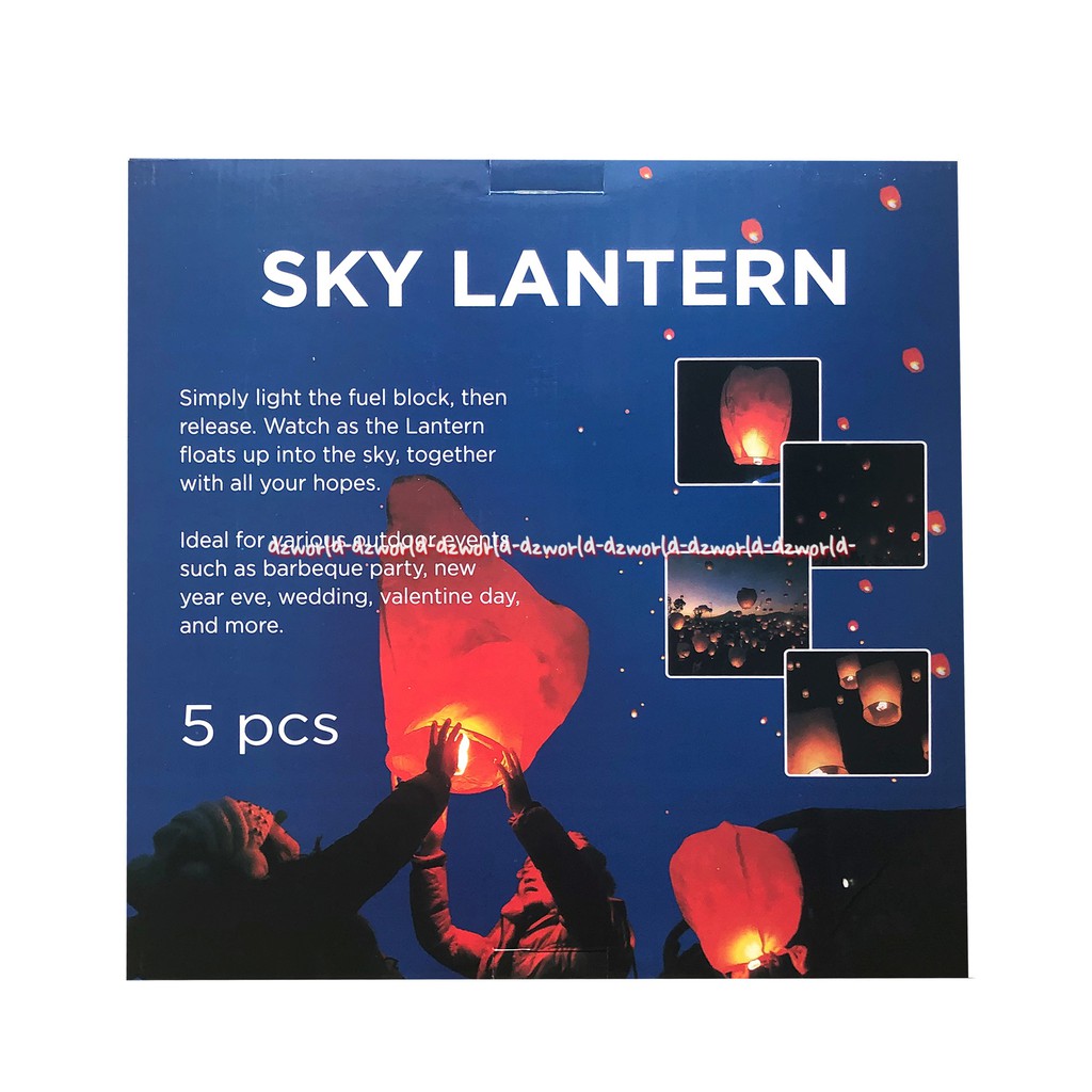 Sky Lantern Isi 5 Lentera Lampu Lampion Balon Terbang Isi 5 Lilin Lampions