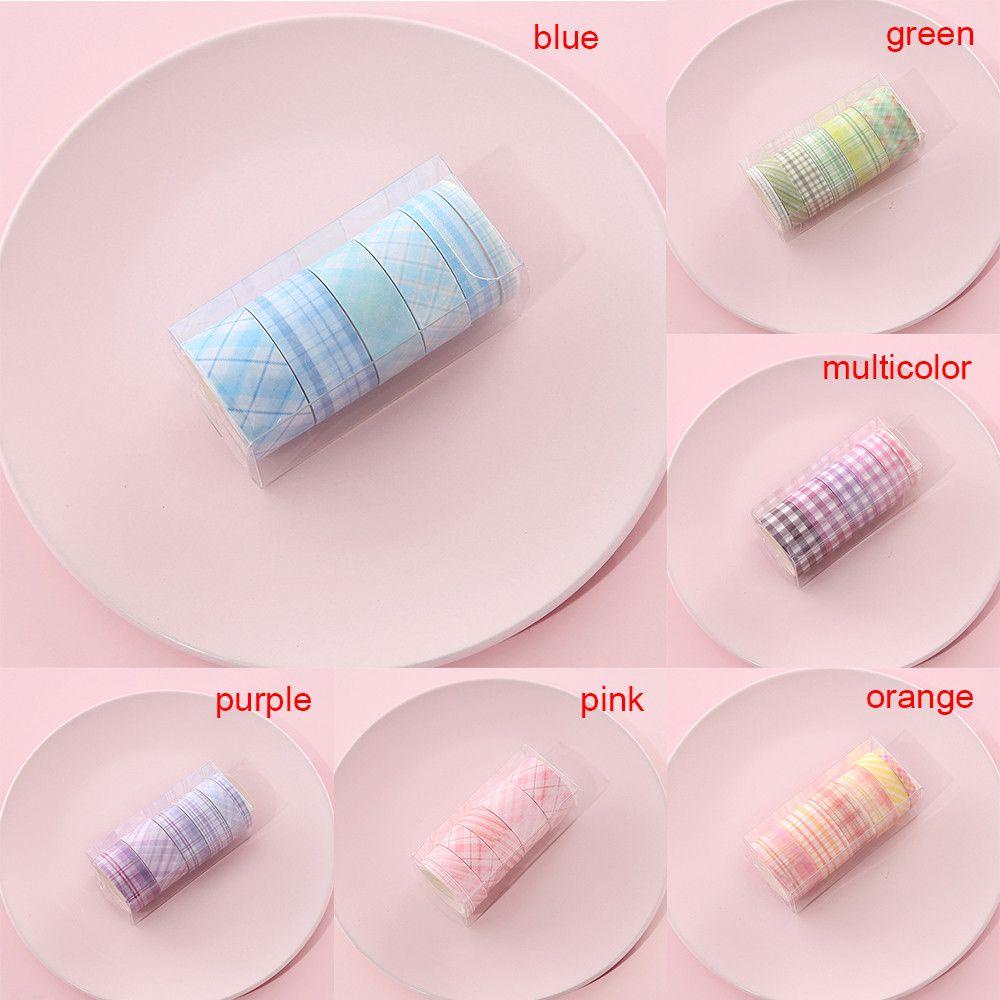 Nanas 6roll /box Washi Tape Set Grid Washitape Pita Hias Kawaii Sticker