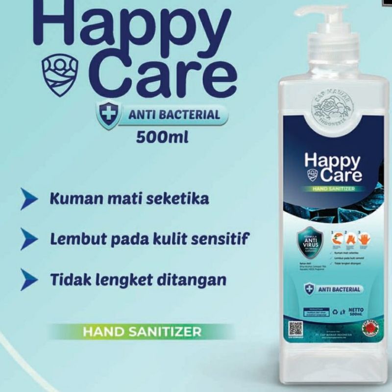 NEW HAND SANITIZER GEL 500 ML IZIN KEMENKES RI HAPPY CARE / HAND SANITIZER GEL / HAND SANITIZER