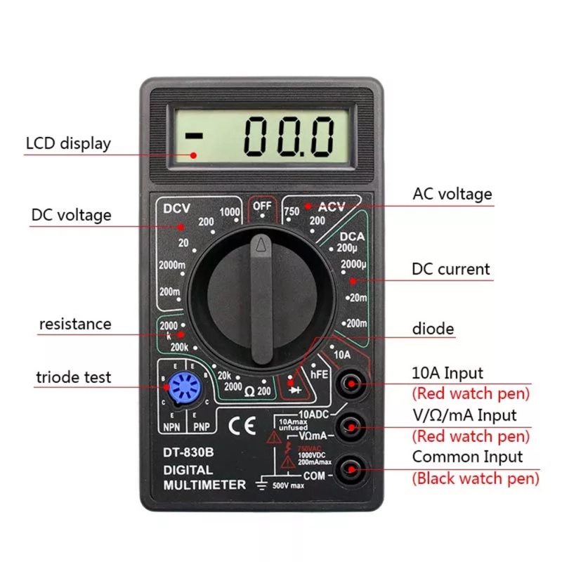 Multimeter DT830B / DT-830B Tofuda Model Avometer Multitester Digital Display LCD