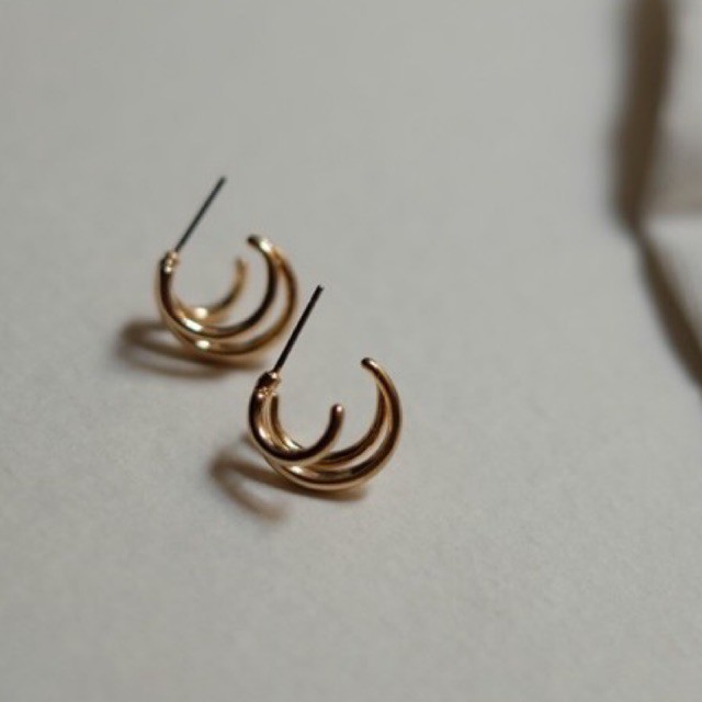 Ark.co - Denver earrings (double ; triple) anting hoops huggies gold statement minimalis simple