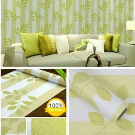 Wallpaper Salur Daun Hijau Import 1 roll