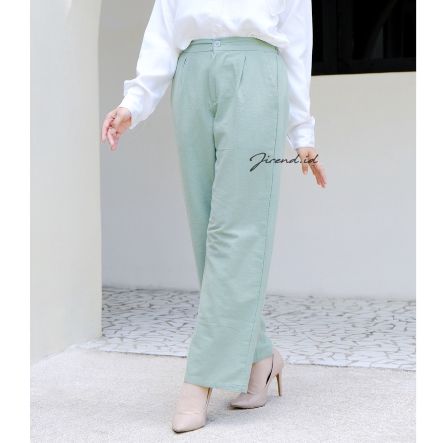 Celana Kulot Linen Kancing Resleting/ Kulot Pants Korean Linen Premium