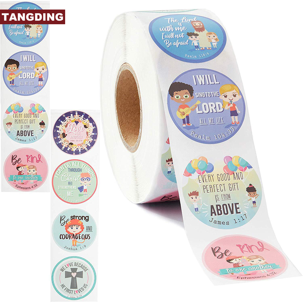 【COD Tangding】500pcs/roll Stiker Label Motif Kartun Untuk Dekorasi