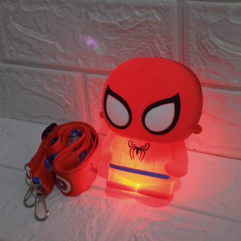 Tas Selempang anak spiderman ironman jelly rubber