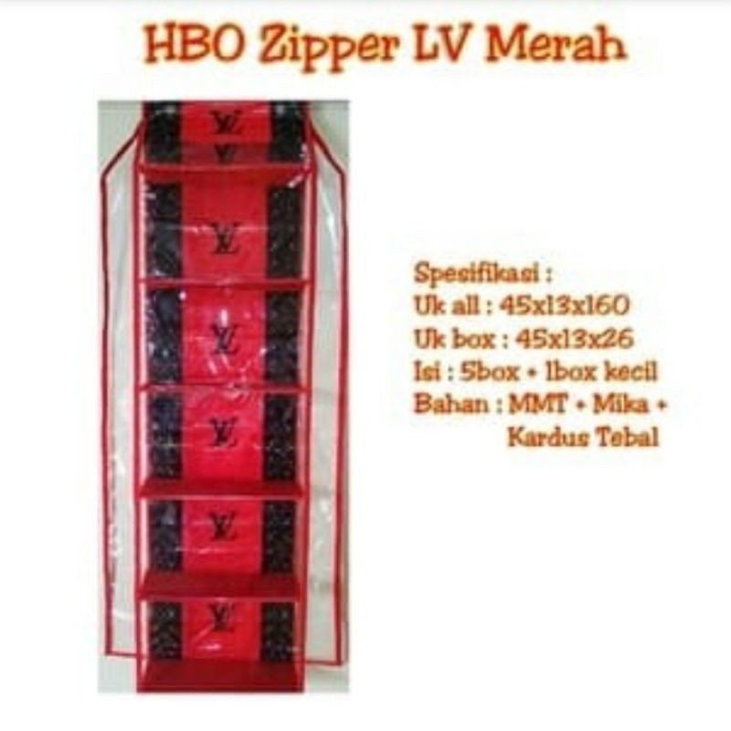 Rak Tas Gantung Jumbo Lv Merah dengan Resleting